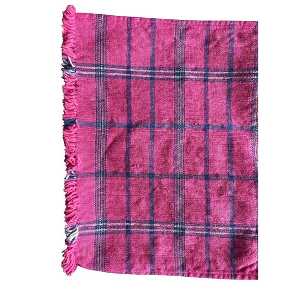 Plaid Fringe Table Placemat Pink Check Single 100% Cotton Set of 6 Home Decor - Picture 4 of 5